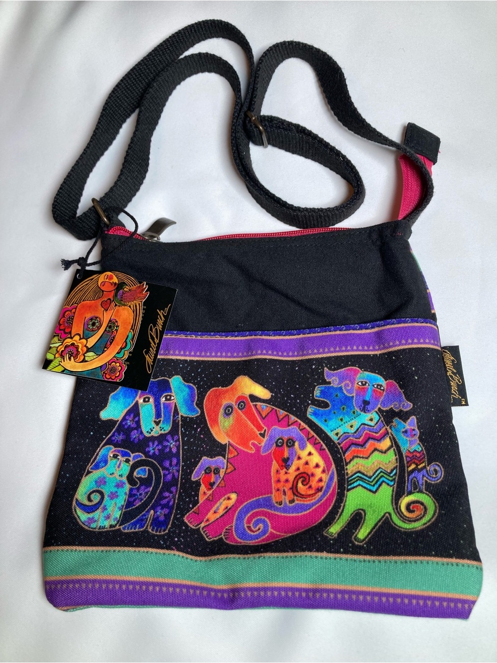 Laurel Burch "Dogs & Doggies" Artistic Tote Crossbody Bag LB2075 NWT Art To Wear